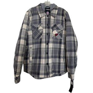 Arizona Cardinals Jacket Men’s Size‎ Medium Plaid Shacket Hooded Quilted Lined